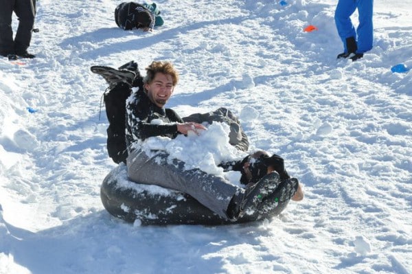 human bowling snow party